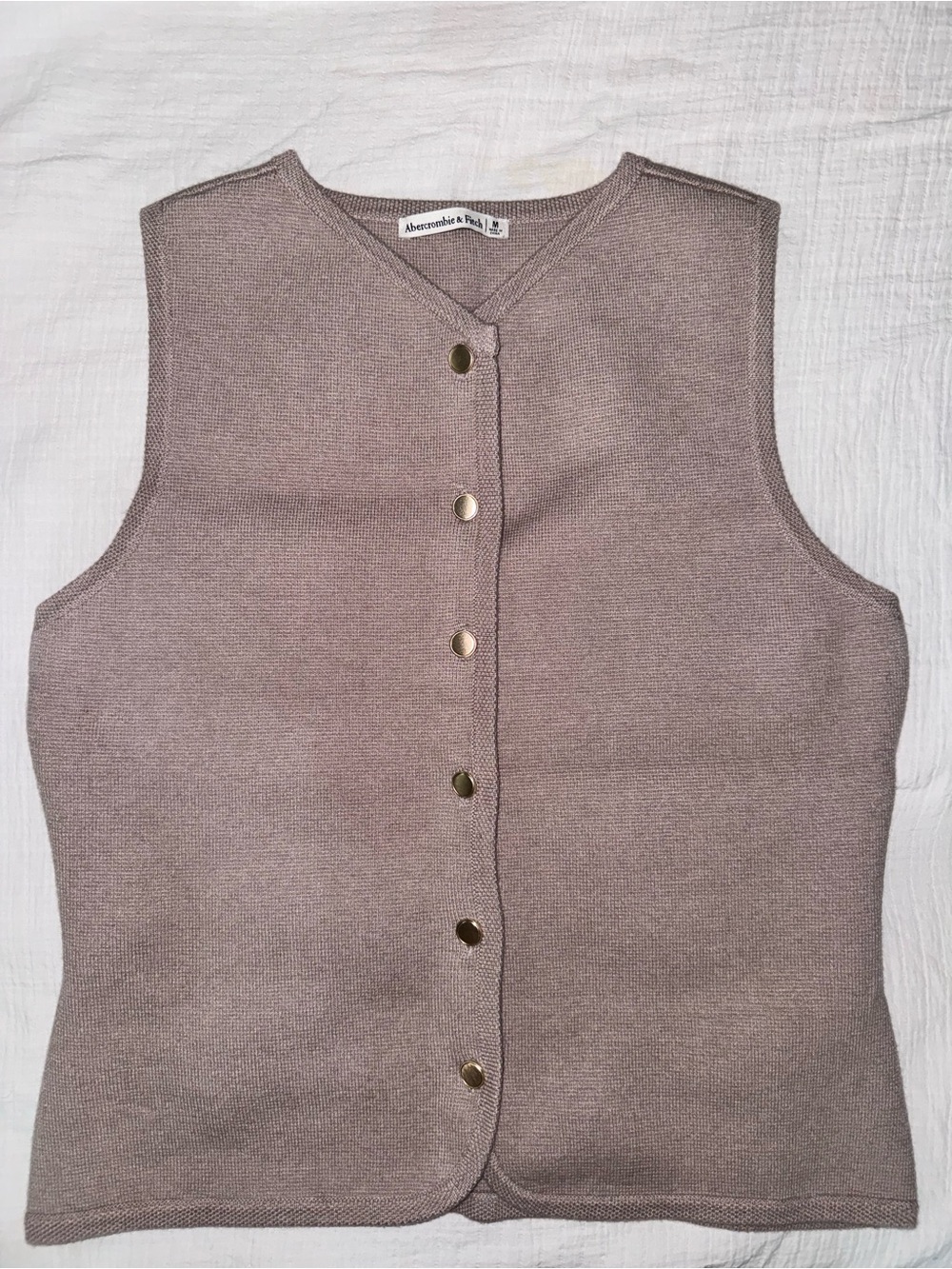 Abercrombie & Fitch V-Neck Cutaway Sweater Vest Brown Medium